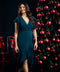 Vneck Frilled Chiffon Green Dress